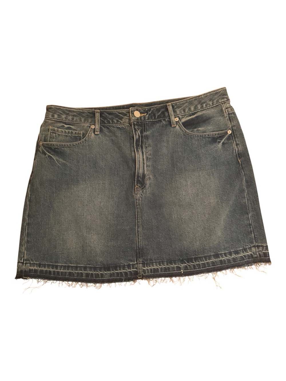 Banana Republic Frayed Hem Denim Mini Skirt Medium Wash - Size 14 - Picture 2 of 5